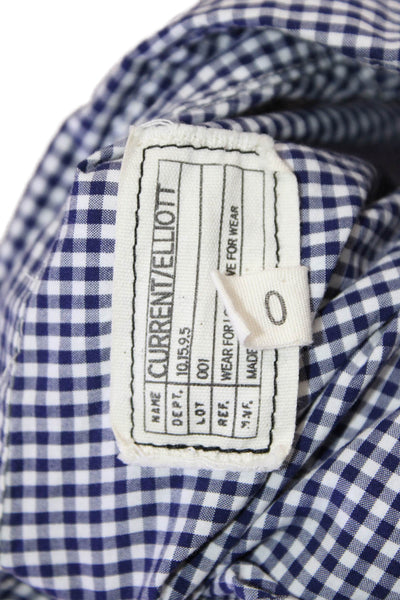 Current/Elliott Women Check Button Up Shirt Cotton Long Sleeve Size 0