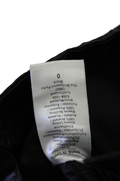 Current/Elliott Womens Black Parka Anorak High Neck Drawstring Cotton Size 0