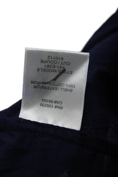 Equipment Femme Women Collared Sleeveless Button Up Cotton Tank DarkBlue Size XS