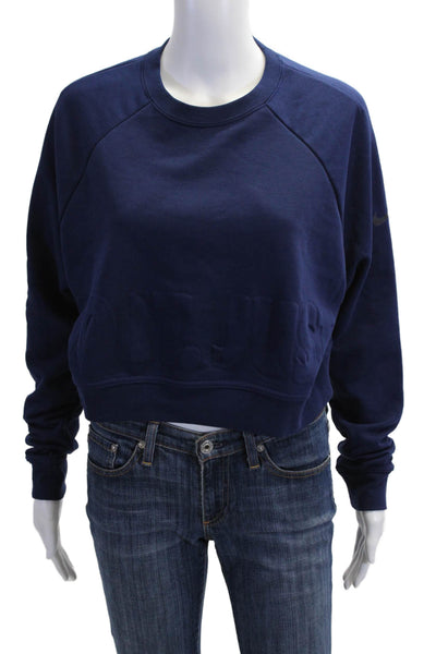 Nike Womens Pullover Sweatshirt Dark Blue Crew Neck Size XS