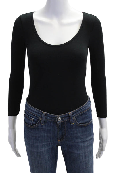 ATM Women Basic Black Long Sleeve Round Neck MicroModal Jumpsuit Size XS