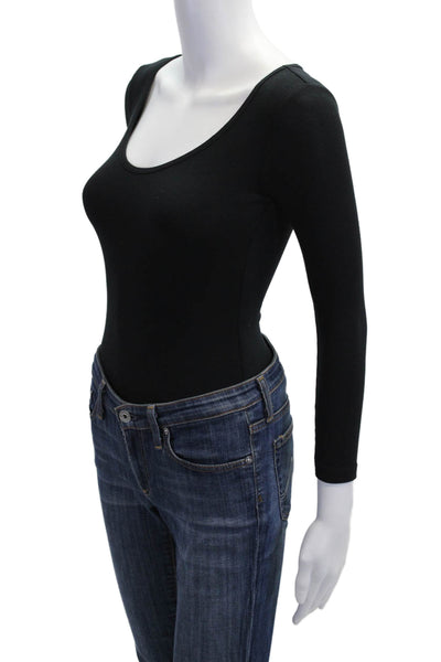 ATM Women Basic Black Long Sleeve Round Neck MicroModal Jumpsuit Size XS