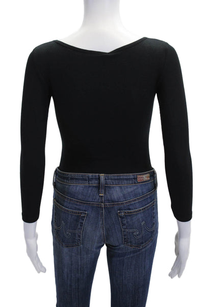 ATM Women Basic Black Long Sleeve Round Neck MicroModal Jumpsuit Size XS