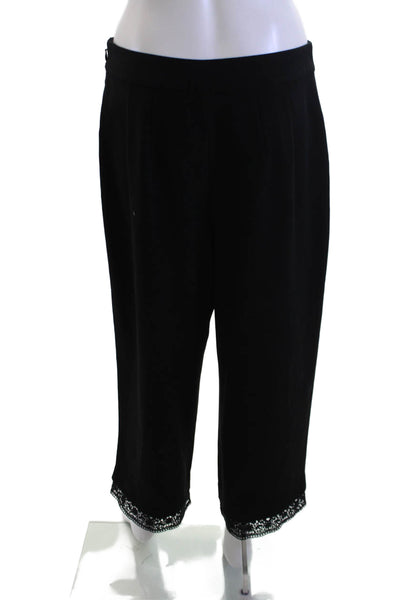 Club Monaco Womens Cropped Dress Pants Black Polyester Zip Inseam 30 Size 8