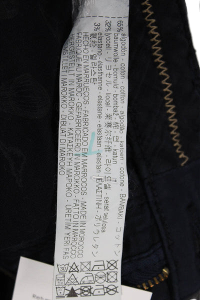 Zara Man Mens Chino Pants Dark Blue Cotton Blend Button Solid Size 32