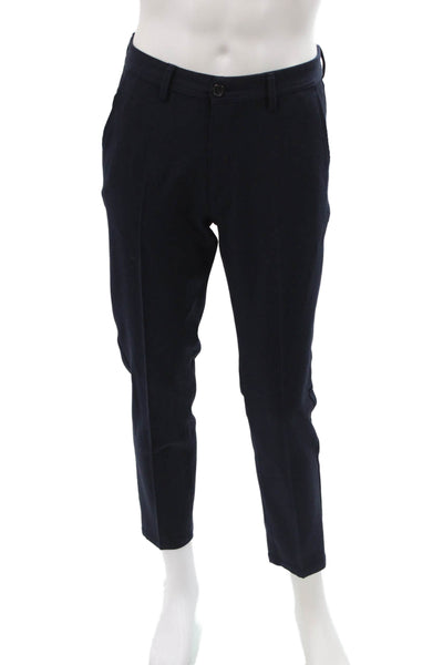 Zara Mens Dark Blue Cropped Ankle Dress Pants Cotton Blend Size 30