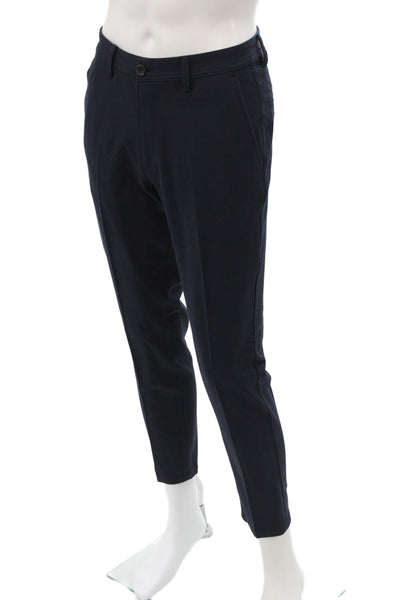 Zara Mens Dark Blue Cropped Ankle Dress Pants Cotton Blend Size 30