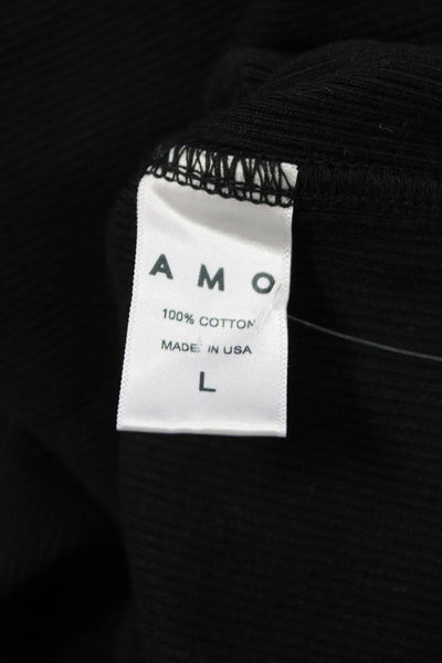 Amo Women Sleeveless Cropped Tank Black Cotton Round Neck 90s Size L