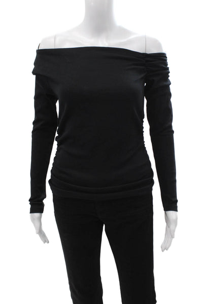 Zara Womens Black Basic Long Sleeve Top Cotton Stretch Size M