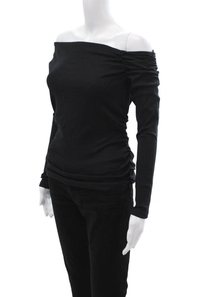 Zara Womens Black Basic Long Sleeve Top Cotton Stretch Size M