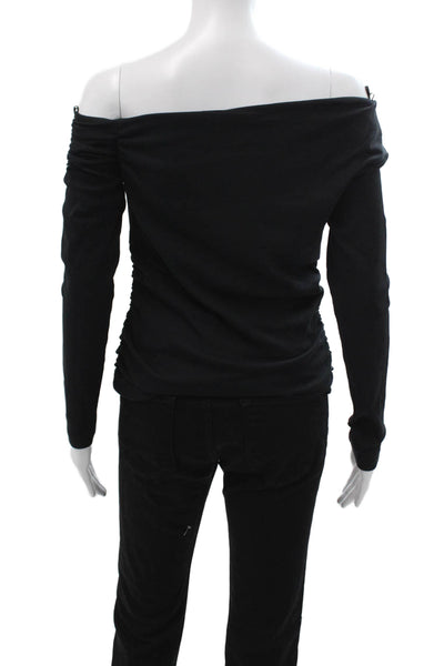 Zara Womens Black Basic Long Sleeve Top Cotton Stretch Size M