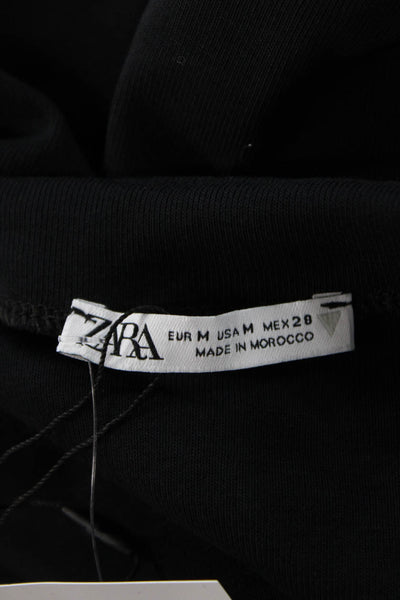 Zara Womens Black Basic Long Sleeve Top Cotton Stretch Size M