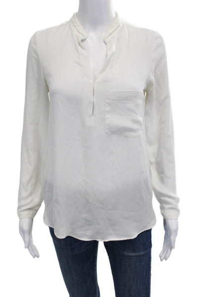 Zara Basic Women White Long Sleeve Button Solid Blouse Size XS