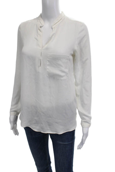 Zara Basic Women White Long Sleeve Button Solid Blouse Size XS