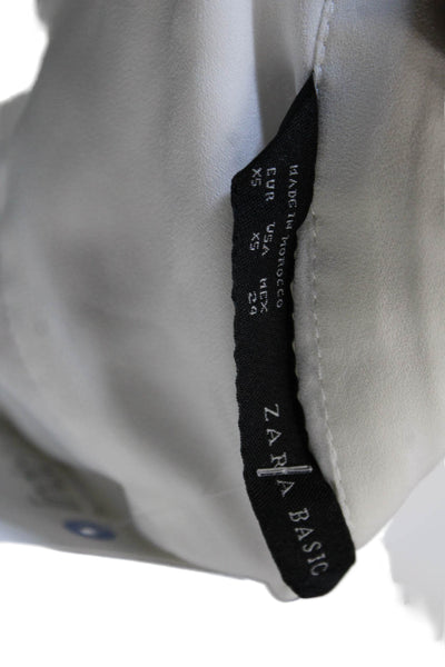 Zara Basic Women White Long Sleeve Button Solid Blouse Size XS