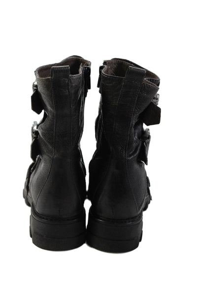 Manas Womens Textured Buckle Rhinestone Zip Booties Brown Size EUR 36