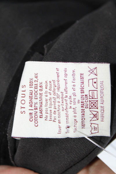 Stouls Women Ankle Cropped Lamb Leather Pants Black Size XS