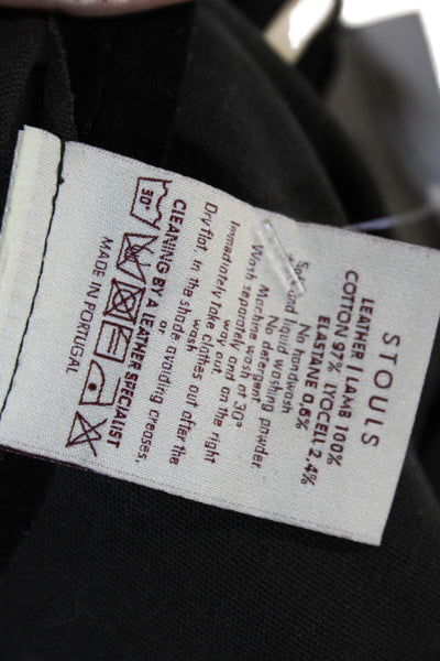 Stouls Women Ankle Cropped Lamb Leather Pants Black Size XS