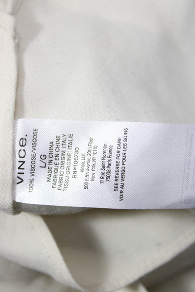 Vince Womens Basic Collared Button Up Blouse Beige Viscose Long Sleeve Size L