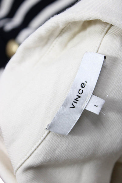 Vince Womens Basic Collared Button Up Blouse Beige Viscose Long Sleeve Size L