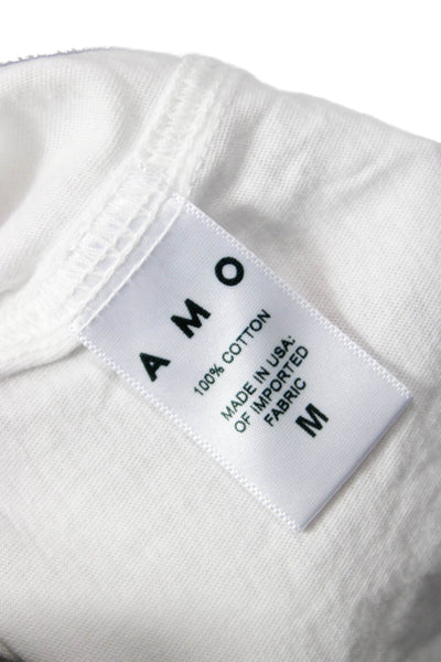 Amo Women Cropped Sleeveless Cotton Crewneck T-Shirt White Size M