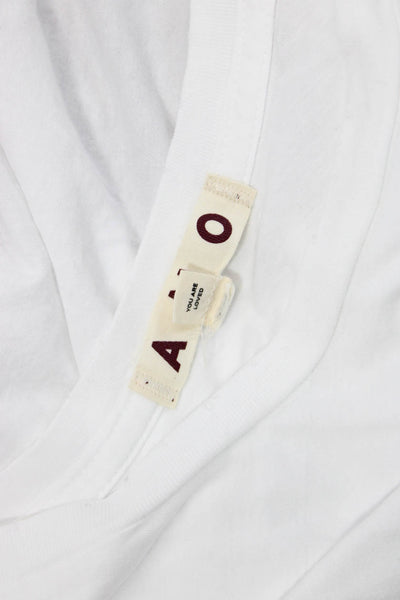 Amo Women Cropped Sleeveless Cotton Crewneck T-Shirt White Size M