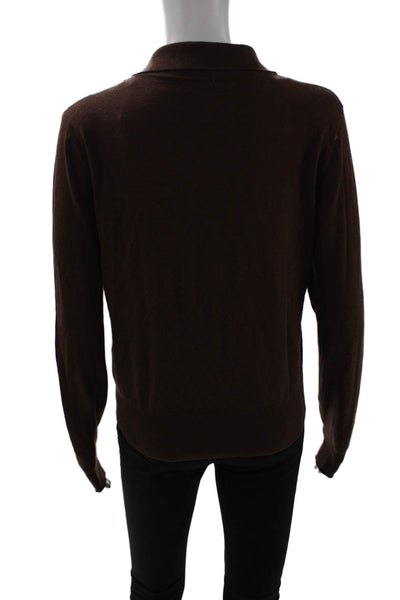 Zara Women Collared Brown Pullover Sweater Long Sleeve Fall Size M