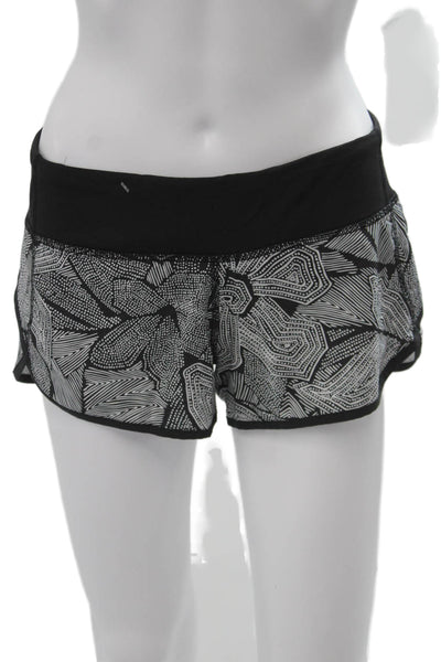 Lululemon Women Black Geometric Nylon Blend Zip Shorts Size 6