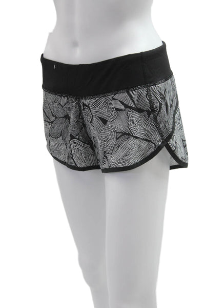Lululemon Women Black Geometric Nylon Blend Zip Shorts Size 6
