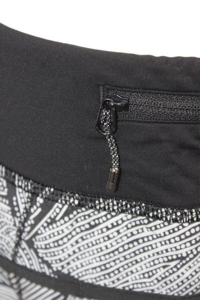 Lululemon Women Black Geometric Nylon Blend Zip Shorts Size 6