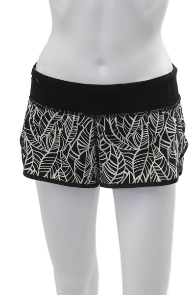 Lululemon Women Black Geometric Nylon Blend Zip Shorts Sz 6