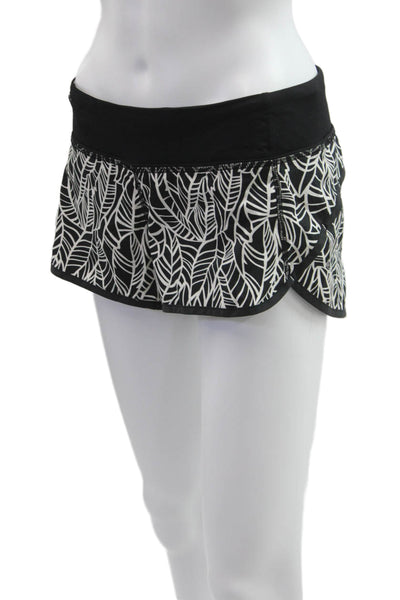 Lululemon Women Black Geometric Nylon Blend Zip Shorts Sz 6