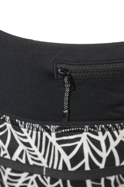 Lululemon Women Black Geometric Nylon Blend Zip Shorts Sz 6