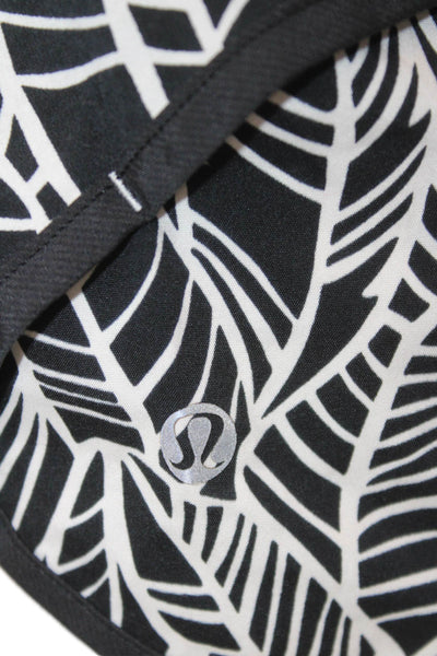 Lululemon Women Black Geometric Nylon Blend Zip Shorts Sz 6