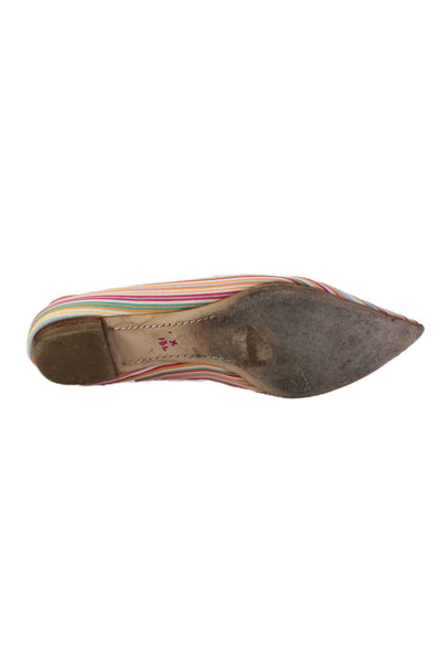Lambertson Truex Womens Striped Pointed Toe Slip-On Flats Pink Size 9.5