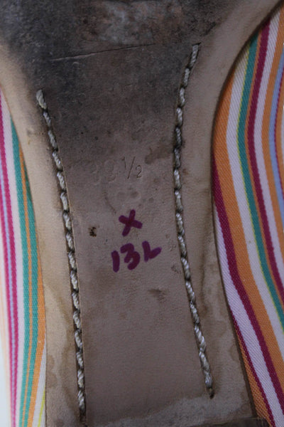 Lambertson Truex Womens Striped Pointed Toe Slip-On Flats Pink Size 9.5