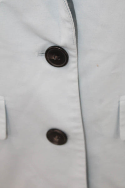 Zara Womens Light Blue Collared Blazer Button Long Sleeve Polyester Size XS