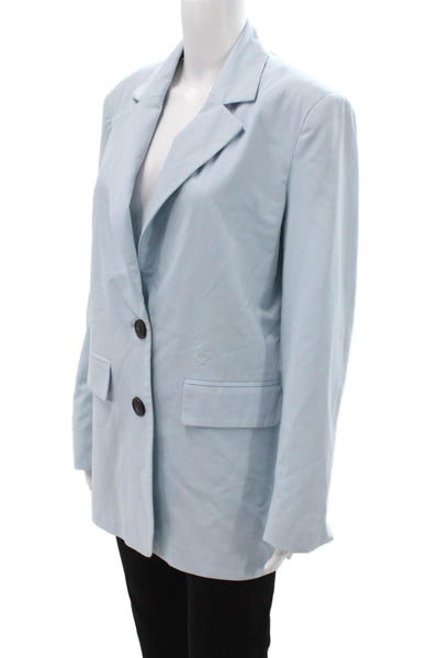 Zara Womens Light Blue Collared Blazer Button Long Sleeve Polyester Size XS