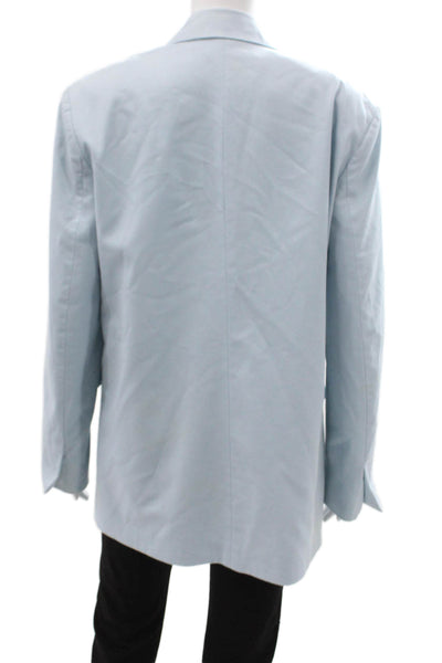 Zara Womens Light Blue Collared Blazer Button Long Sleeve Polyester Size XS