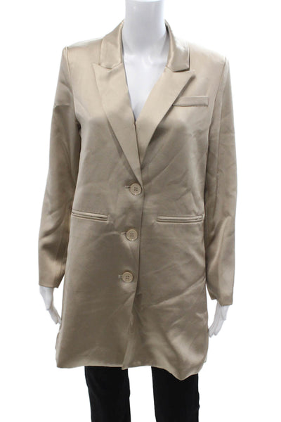 Sylc Women Beige Collared Button Long Sleeve Solid Blazer Size XS