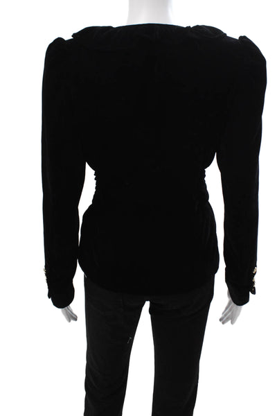 Zara Women Black Classic V-Neck Blazer Long Sleeve 100% Polyester Size S