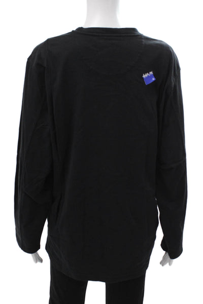 Zara Unisex T-Shirt Black Graphic Cotton Crew Neck 3/4 Sleeve Size S