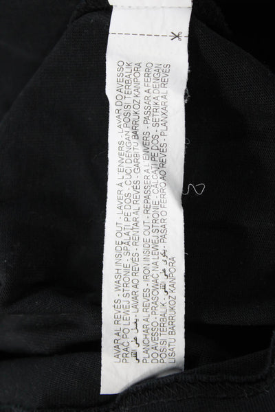 Zara Unisex T-Shirt Black Graphic Cotton Crew Neck 3/4 Sleeve Size S