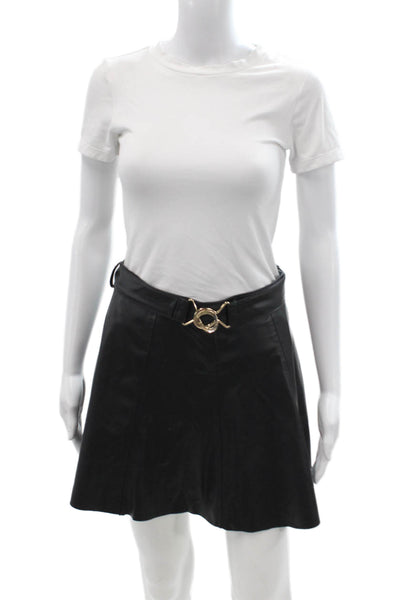 Zara Womens A-Line Mini Skirt Black Polyurethane Size S