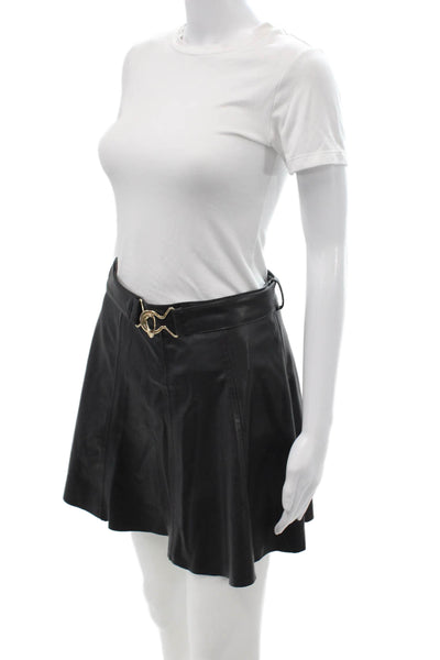 Zara Womens A-Line Mini Skirt Black Polyurethane Size S