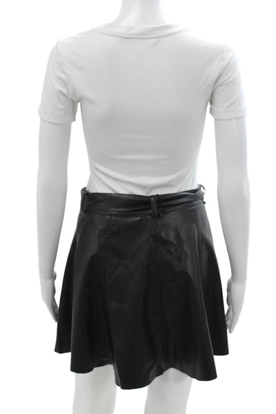 Zara Womens A-Line Mini Skirt Black Polyurethane Size S