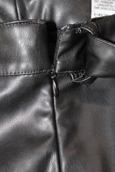 Zara Womens A-Line Mini Skirt Black Polyurethane Size S