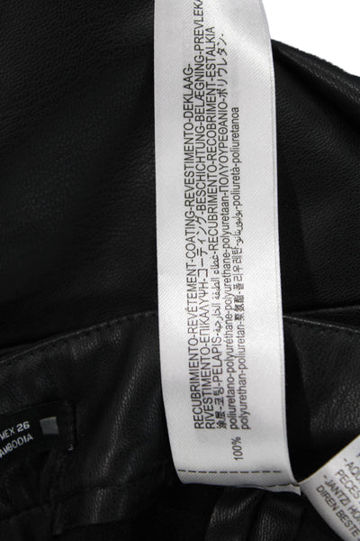 Zara Womens A-Line Mini Skirt Black Polyurethane Size S