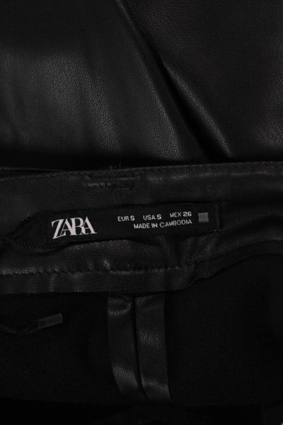 Zara Womens A-Line Mini Skirt Black Polyurethane Size S