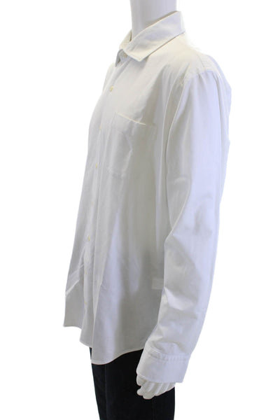 Peter Millar Mens Button Down Shirt Collar Cotton Blend Long Sleeve White Sz XL